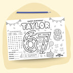 6–7 Activity Placemat, Personalized Printable