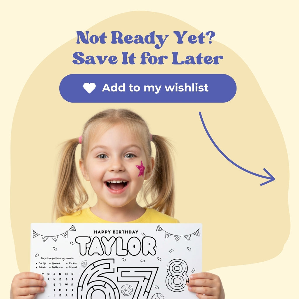 6–7 Activity Placemat, Personalized Printable