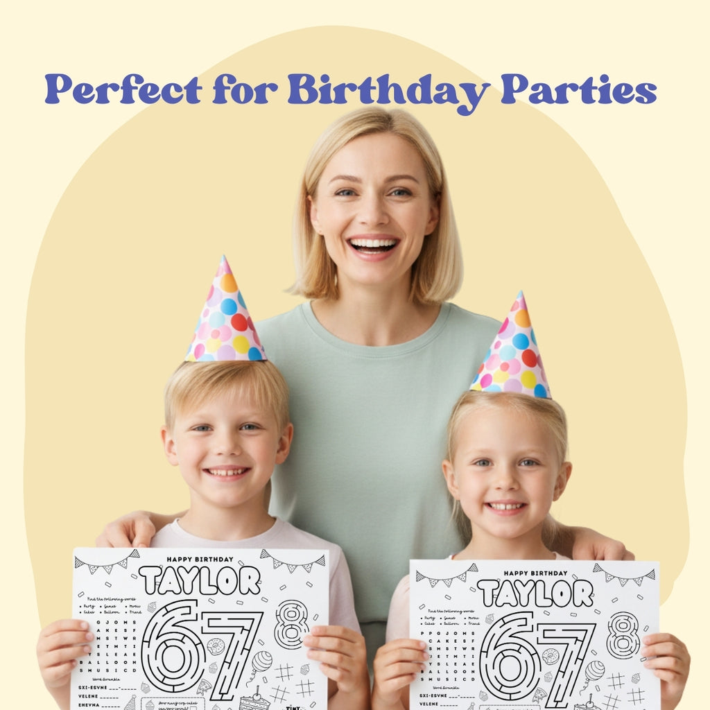 6–7 Activity Placemat, Personalized Printable