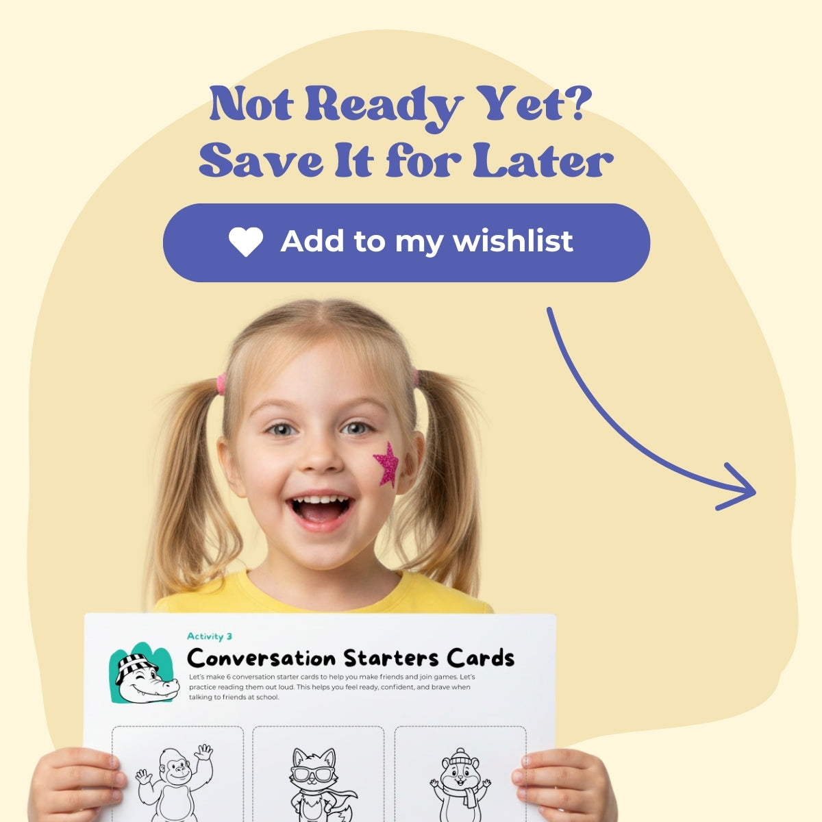 Back-to-School Confidence Kit for kids, a digital product in A4 and US Letter. Includes calming activities, starter conversation cards, and tools to explore feelings. Instant download to help children build confidence, develop soft skills, manage emotions, and feel supported during school transitions, making mornings calmer and school days easier.