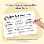 Back-to-School Confidence Kit for kids, a digital product in A4 and US Letter. Includes calming activities, starter conversation cards, and tools to explore feelings. Instant download to help children build confidence, develop soft skills, manage emotions, and feel supported during school transitions, making mornings calmer and school days easier.