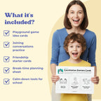 Back-to-School Confidence Kit for kids, a digital product in A4 and US Letter. Includes calming activities, starter conversation cards, and tools to explore feelings. Instant download to help children build confidence, develop soft skills, manage emotions, and feel supported during school transitions, making mornings calmer and school days easier.