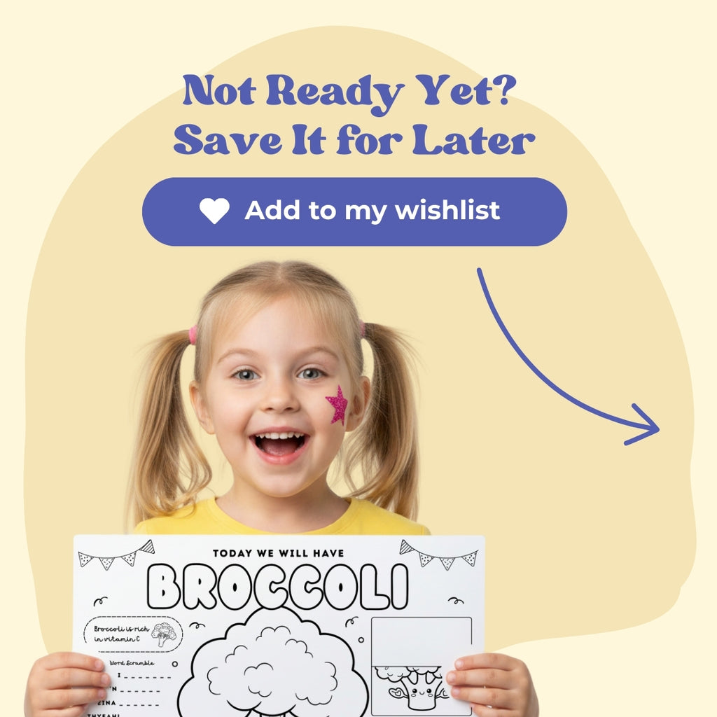 This black and white placemat mockup is designed for kids aged 5 to 7 to enjoy during mealtime while learning about broccoli. I created it in a fun coloring style, so kids can color, play, and stay entertained while they eat. It includes simple games, drawing activities, and easy tips about broccoli, like why it is good for your body and how it helps you grow strong. It also includes 3 free coloring pages. Perfect for turning meals into a calm, playful, and educational moment.