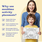 This black and white placemat mockup is designed for kids aged 5 to 7 to enjoy during mealtime while learning about broccoli I created it in a fun coloring style, so kids can color, play, and stay entertained while they eat. It includes simple games, drawing activities, and easy tips about broccoli, like why it is good for your body and how it helps you grow strong. Perfect for turning meals into a calm, playful, and educational moment.