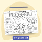 Broccoli Dinner Placemat, Instant Download Kid Activity 3 -4 Years Old