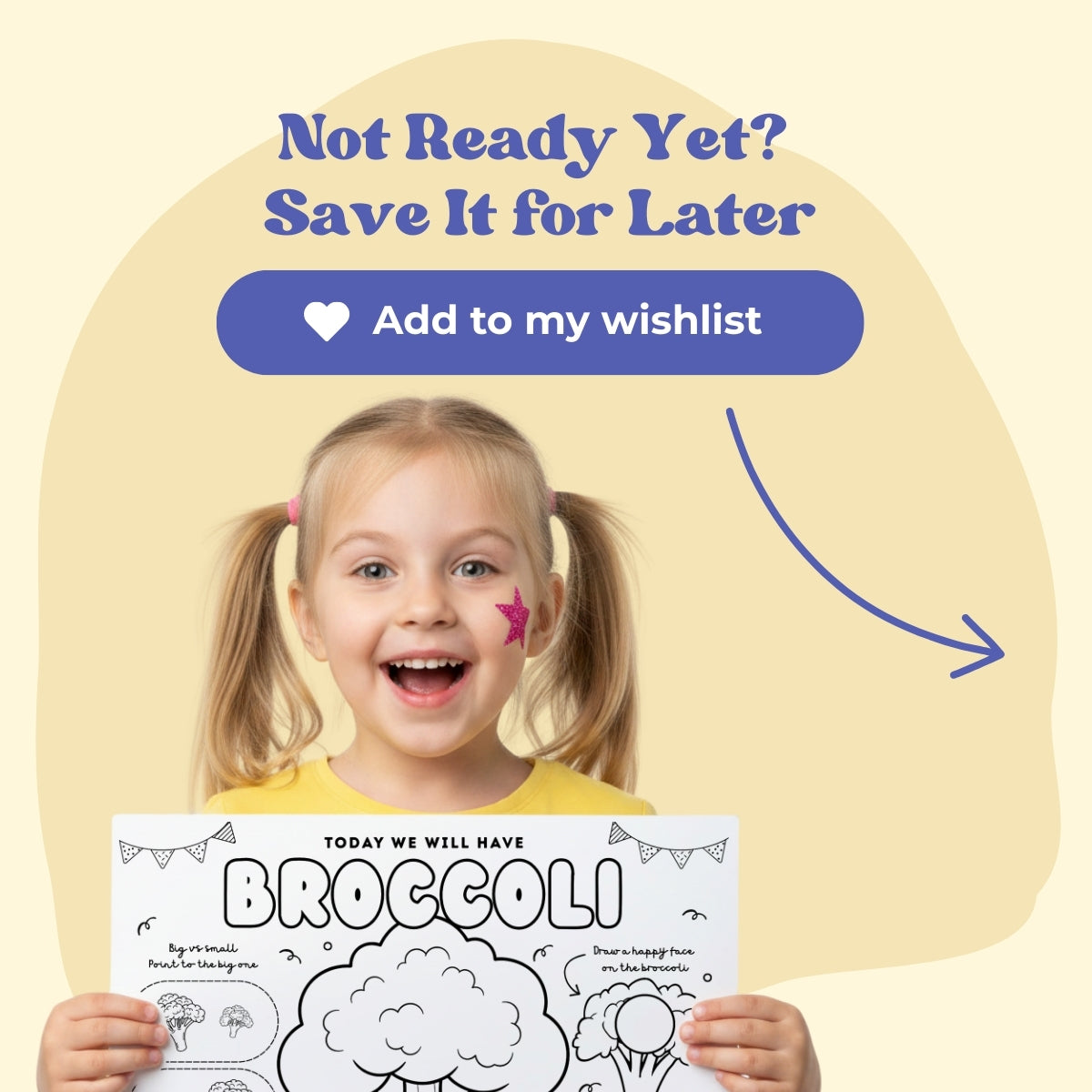 Broccoli Dinner Placemat, Instant Download Kid Activity 3 -4 Years Old