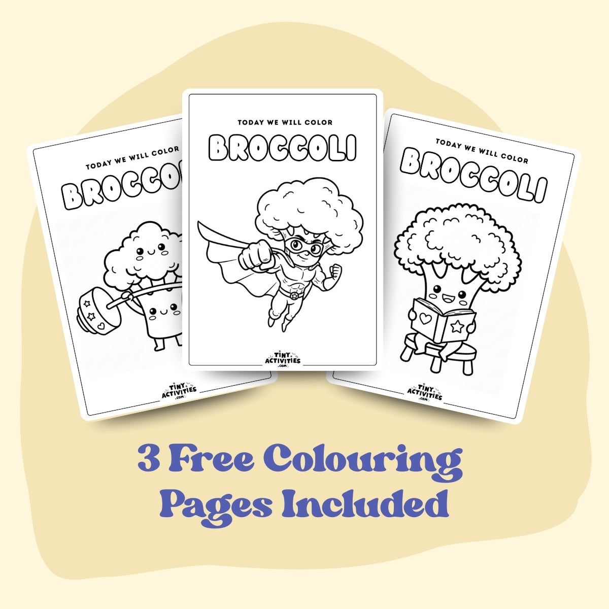 Broccoli Dinner Placemat, Instant Download Kid Activity 3 -4 Years Old