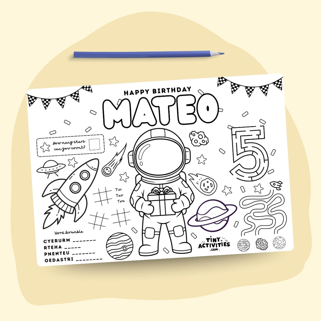 Astronaut Space Placemat, Kids Printable