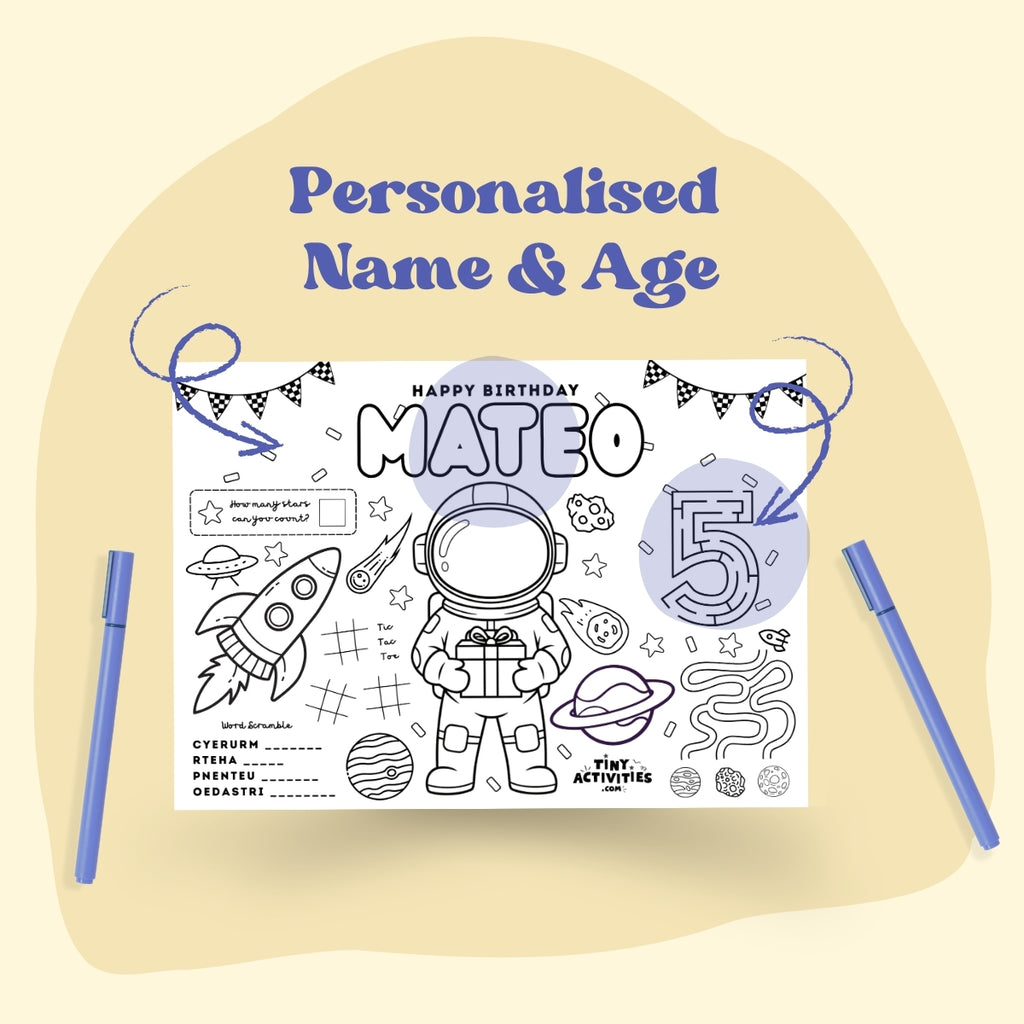 Astronaut Space Placemat, Kids Printable