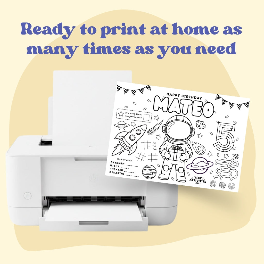 Astronaut Space Placemat, Kids Printable