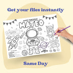 Astronaut Space Placemat, Kids Printable