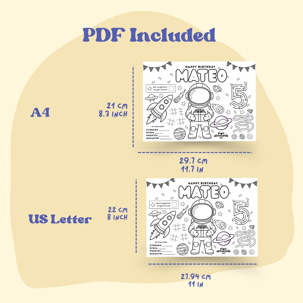 Astronaut Space Placemat, Kids Printable