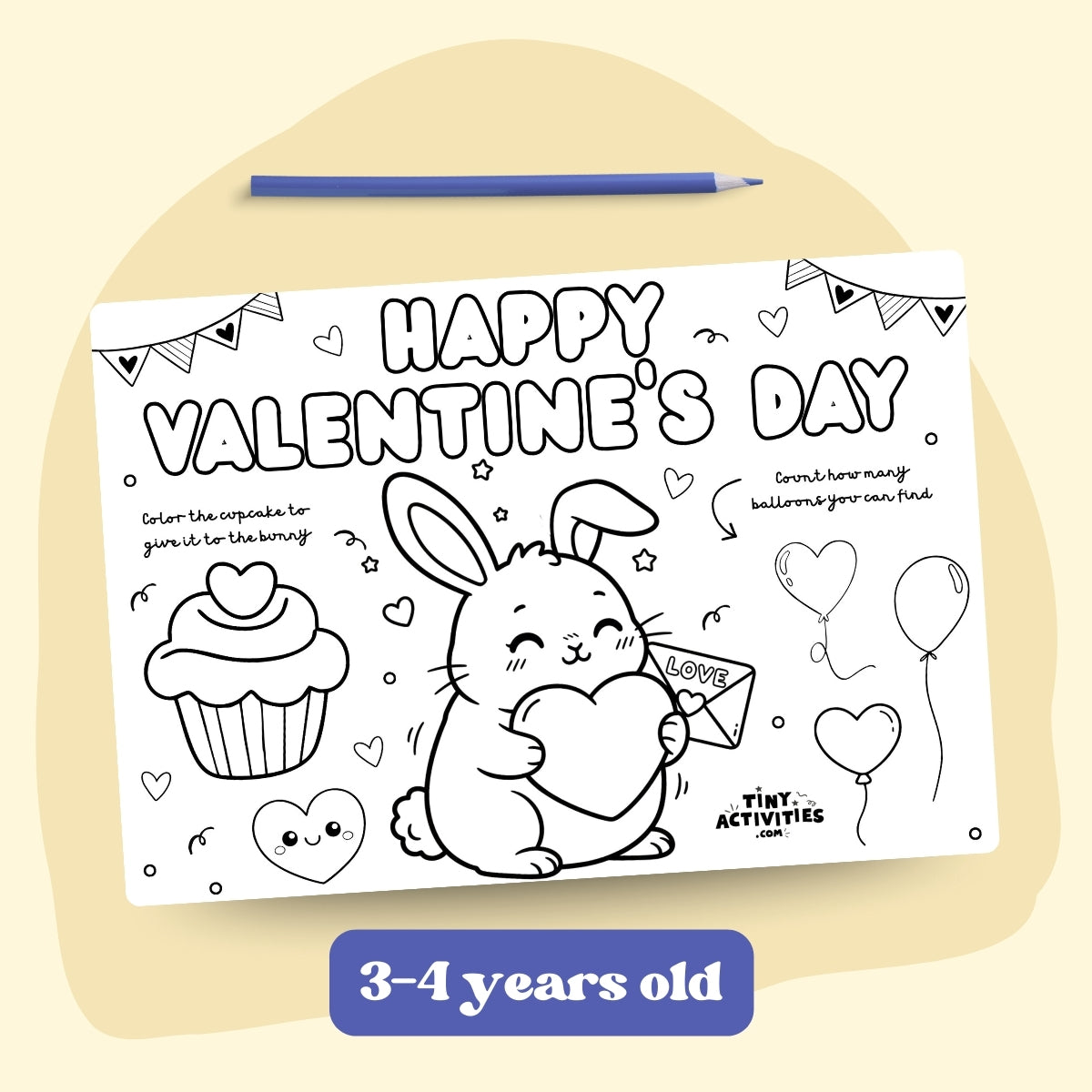 Valentine’s Day Placemat for Kids 3-4