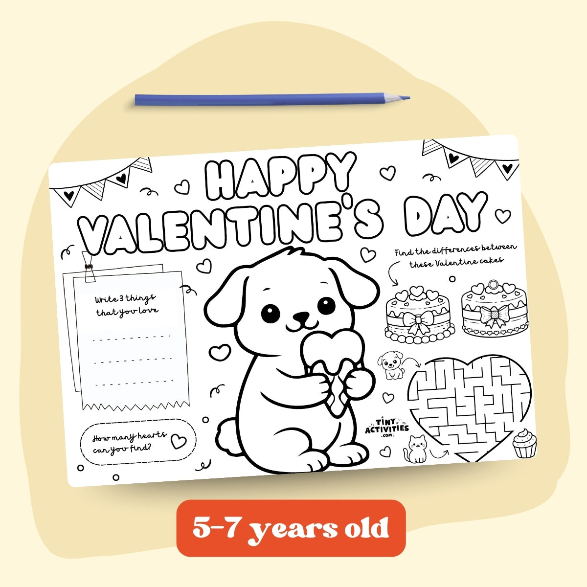 Valentine’s Day Placemat for Kids 5 - 7