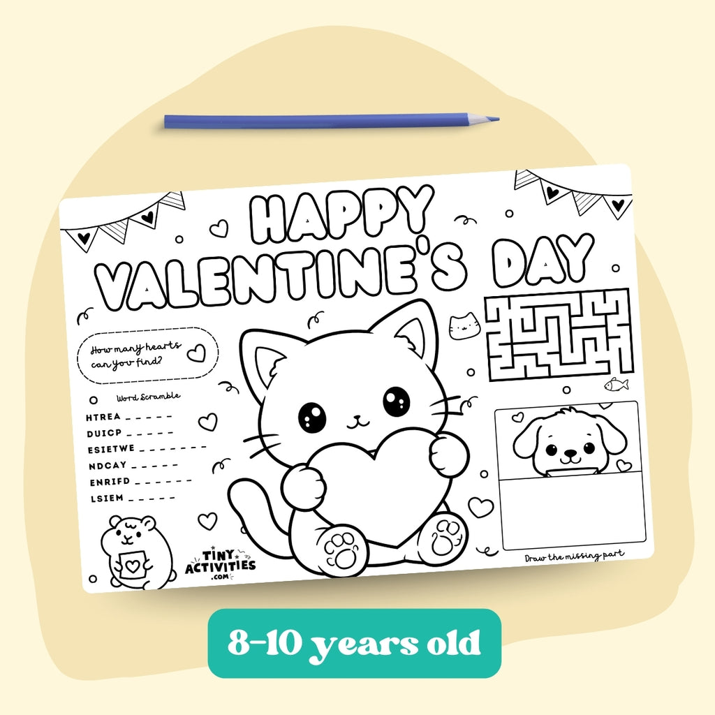 Valentine’s Day Placemat for Kids 8 - 10