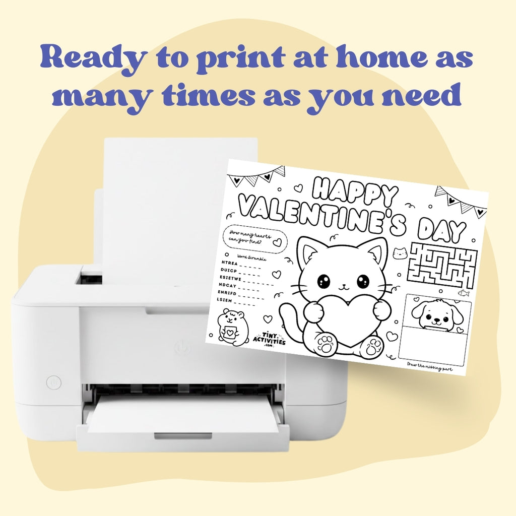 Valentine’s Day Placemat for Kids 8 - 10