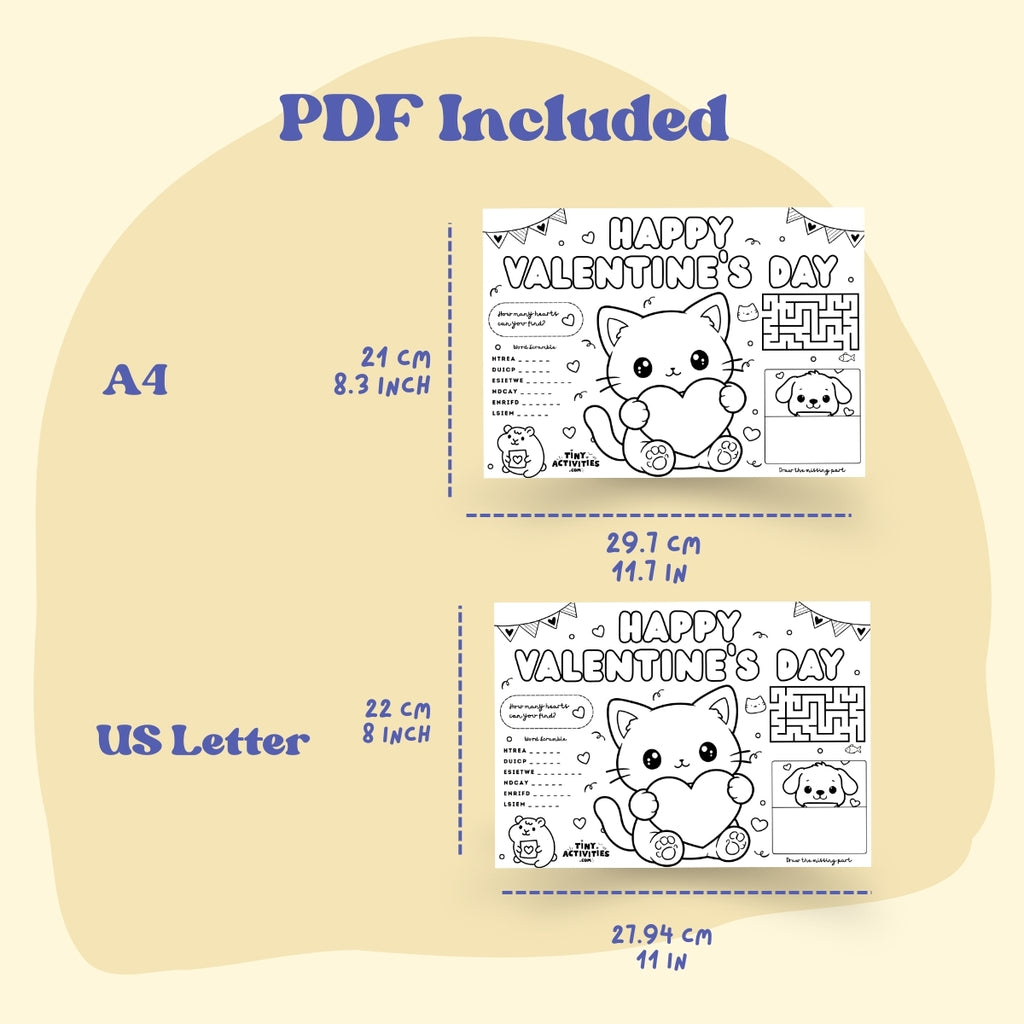 Valentine’s Day Placemat for Kids 8 - 10